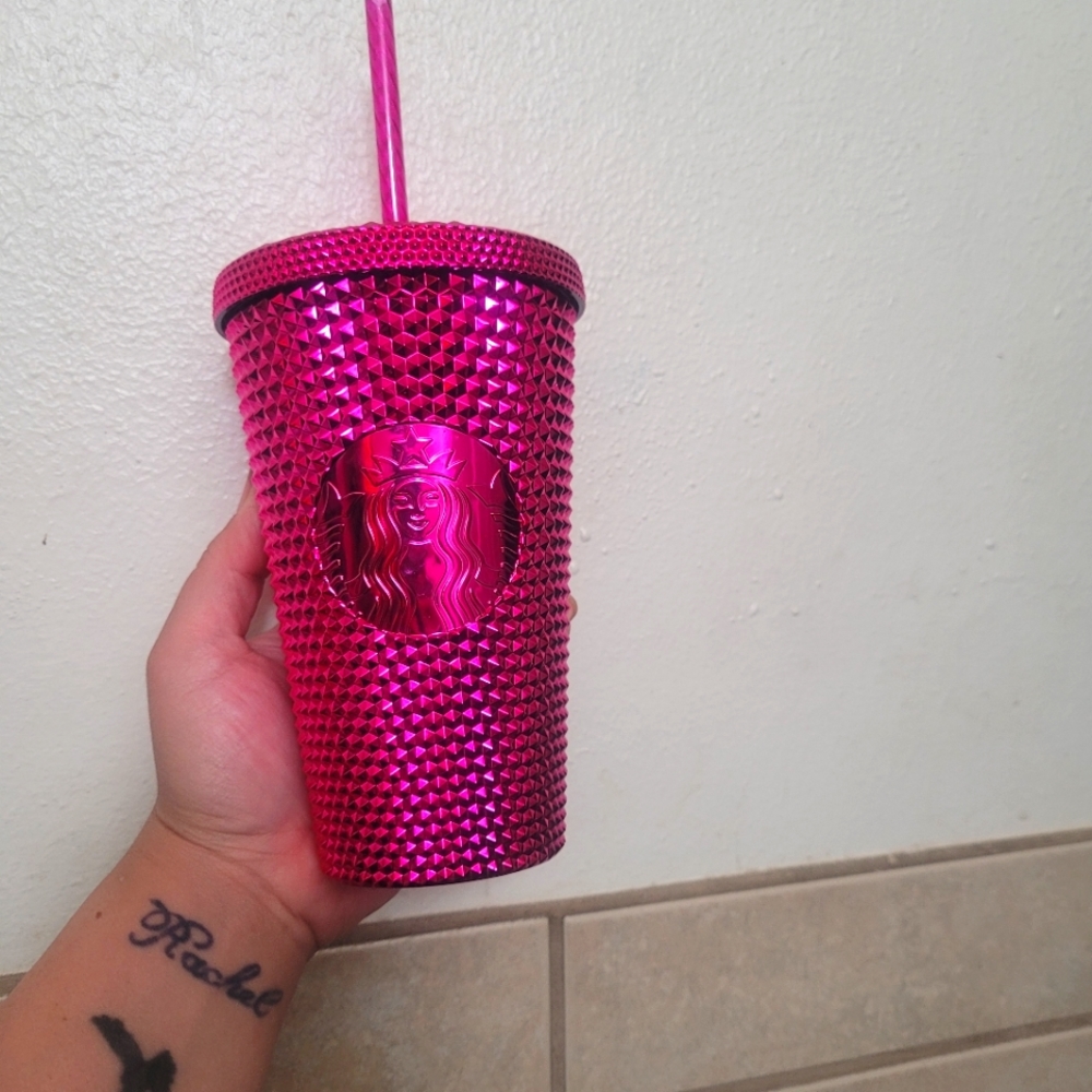 16oz pink Starbucks cup